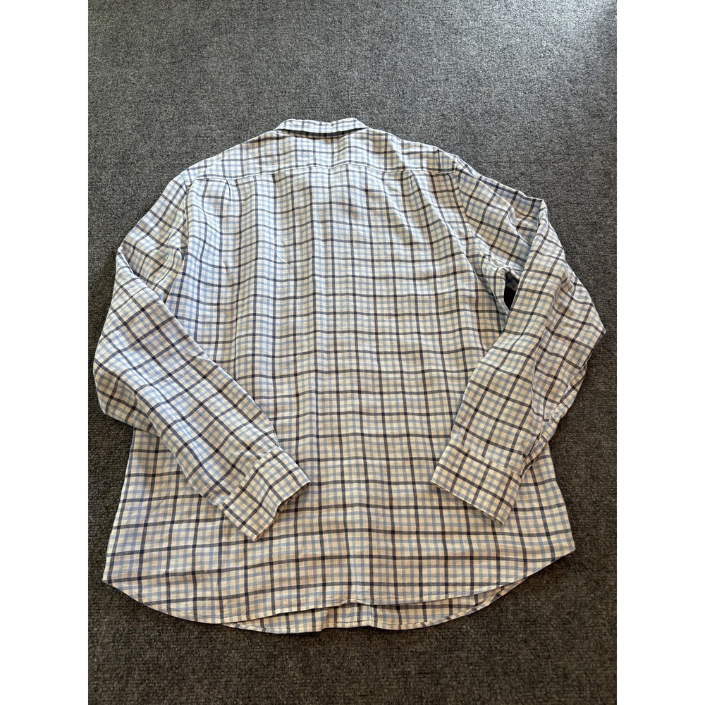 J Crew Linen Shirt Mens Extra Large Blue White Plaid Tailored Fit Button Down - Picture 6 of 7